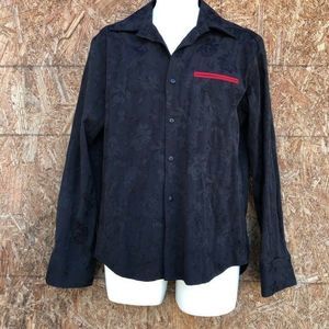 Tommy Gun Button Front Shirt Black Floral club XL